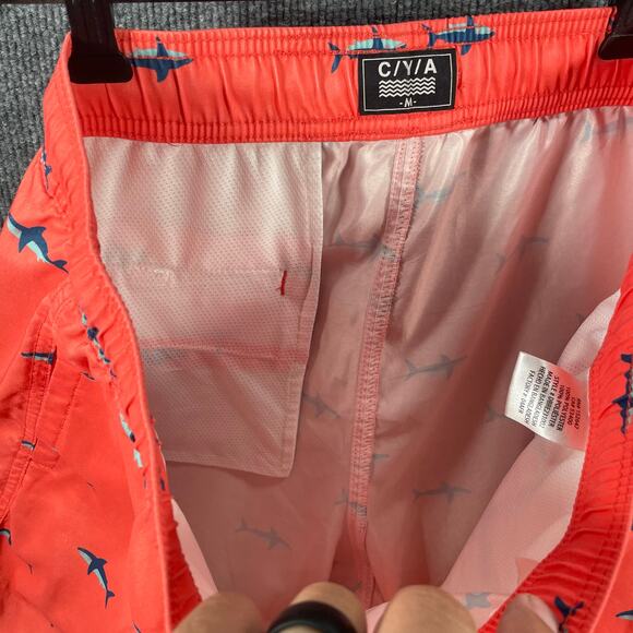 C/Y/A Swim Shorts Men's Medium Orange Shark Geometric Allover Lined Drawstring - Picture 7 of 12